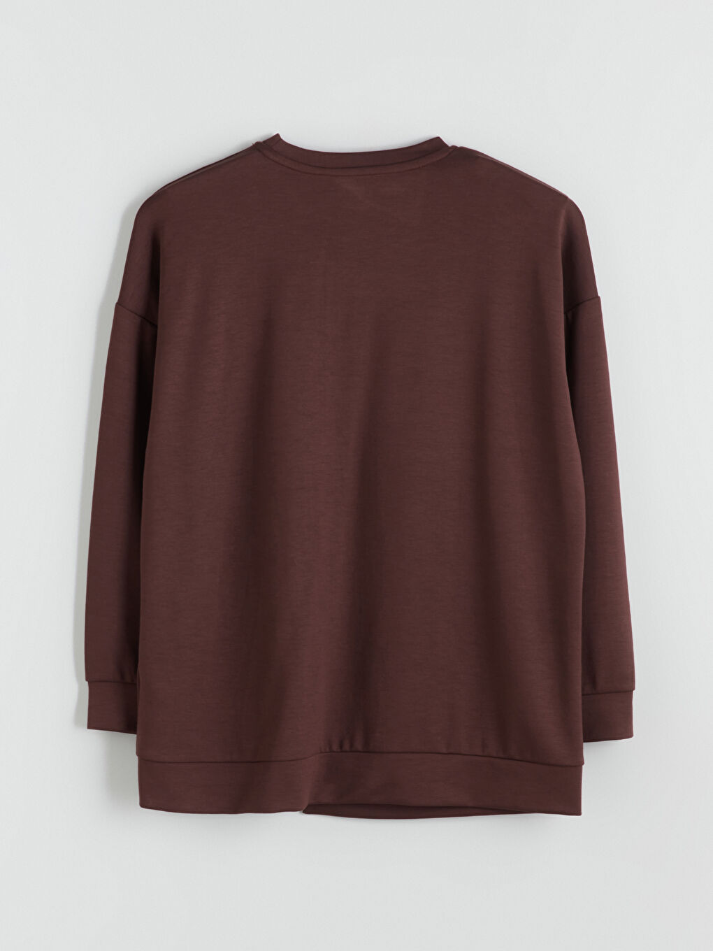 Kahverengi Bisiklet Yaka Kadın Sweatshirt-5