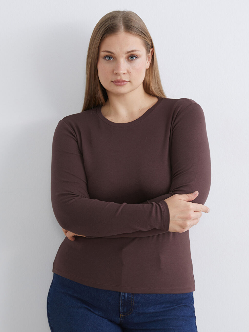 Kahverengi Bisiklet Yaka Kadın Body-1