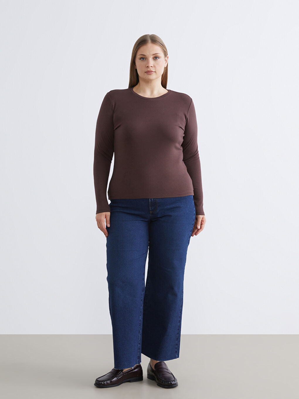 Kahverengi Bisiklet Yaka Kadın Body-5