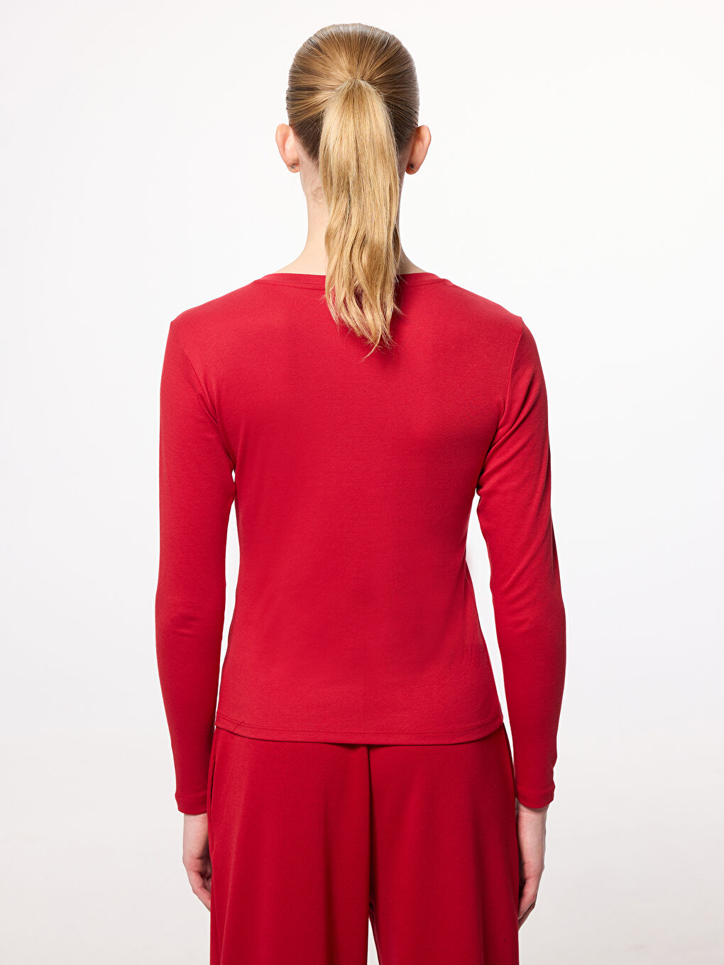 Kırmızı Bisiklet Yaka Kadın Body-3