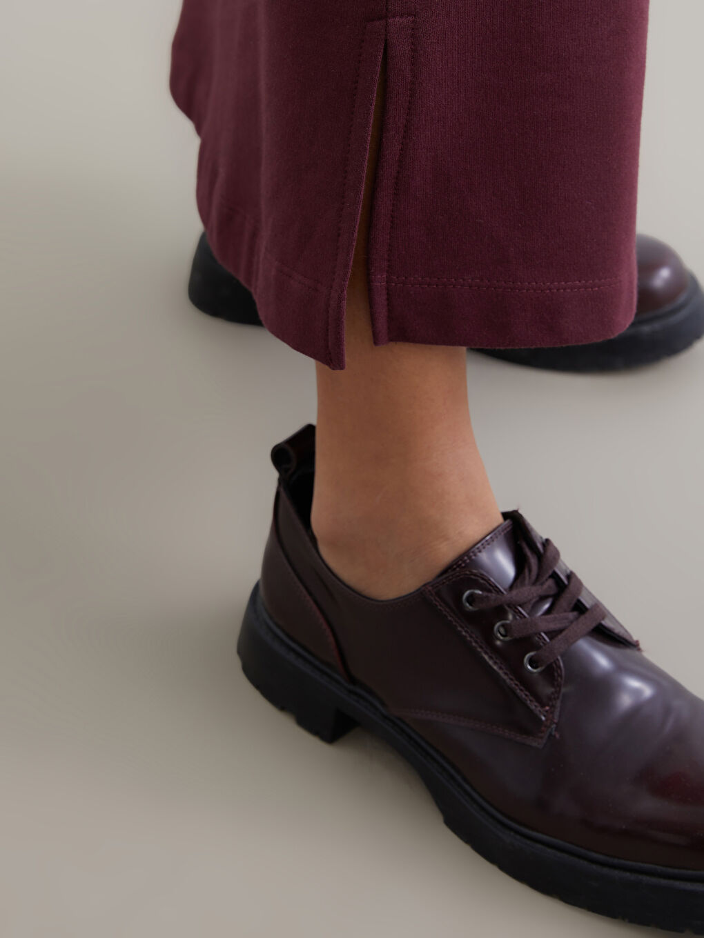 Bordo Bisiklet Yaka Sweat Elbise-2