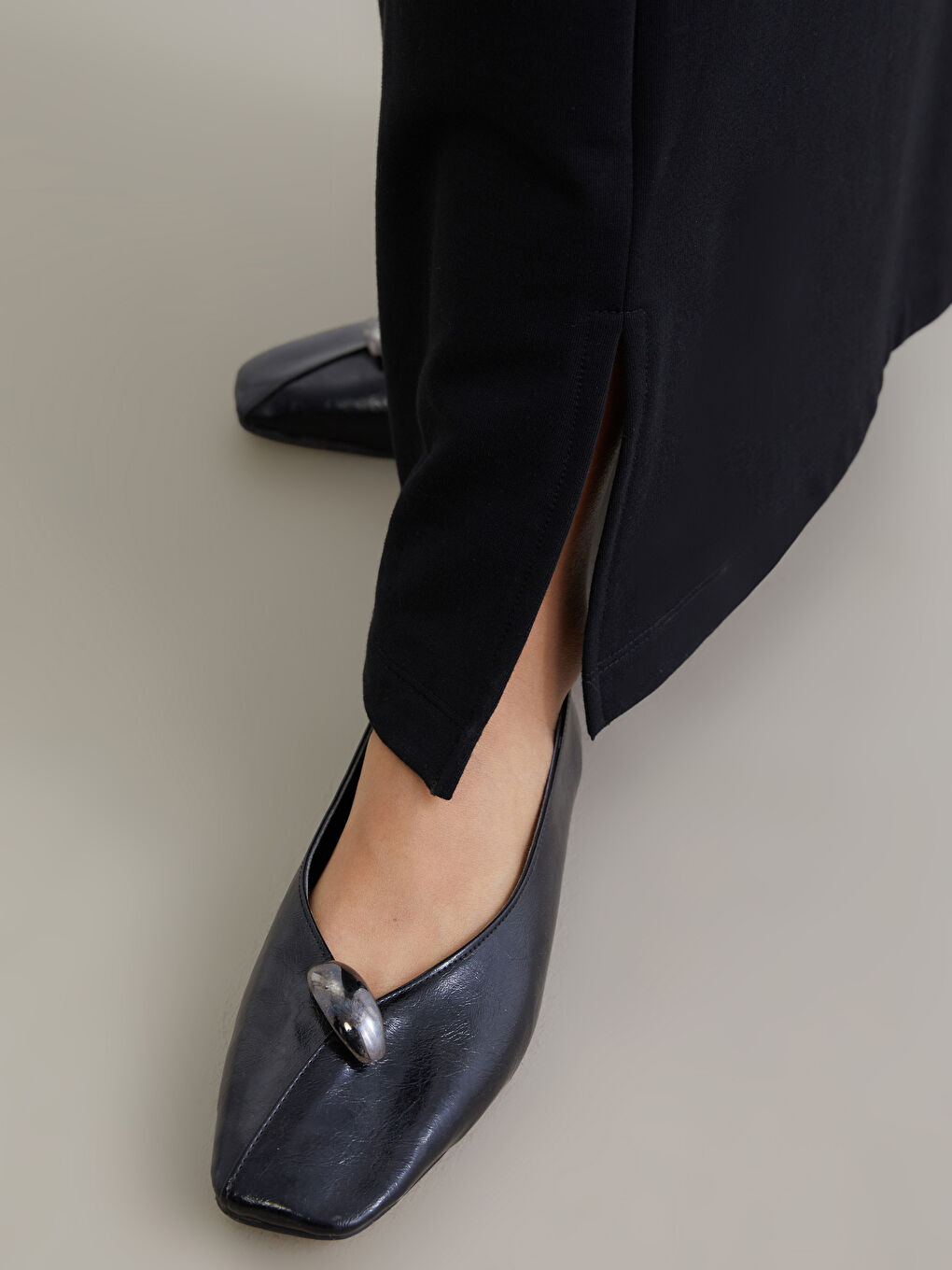 Siyah Bisiklet Yaka Sweat Elbise-2