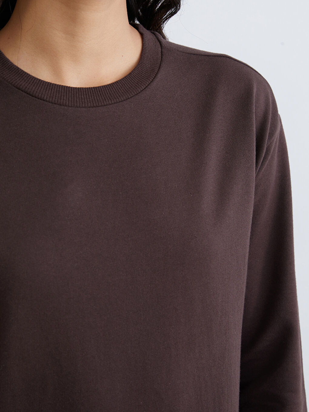 Kahverengi Bisiklet Yaka Sweat Elbise-2