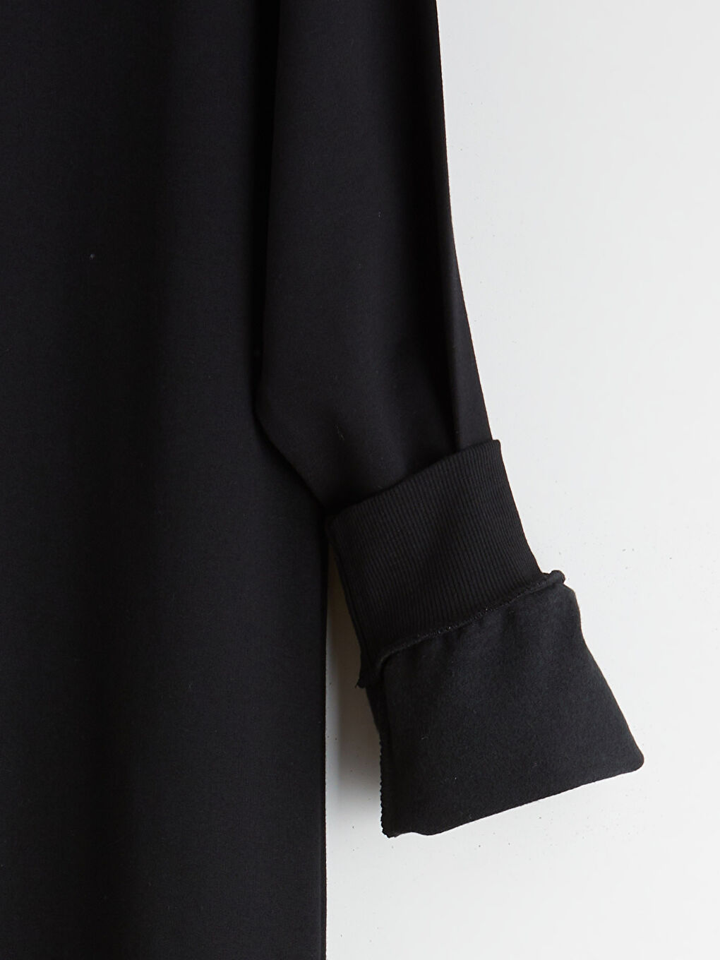 Siyah Bisiklet Yaka Sweat Elbise-5