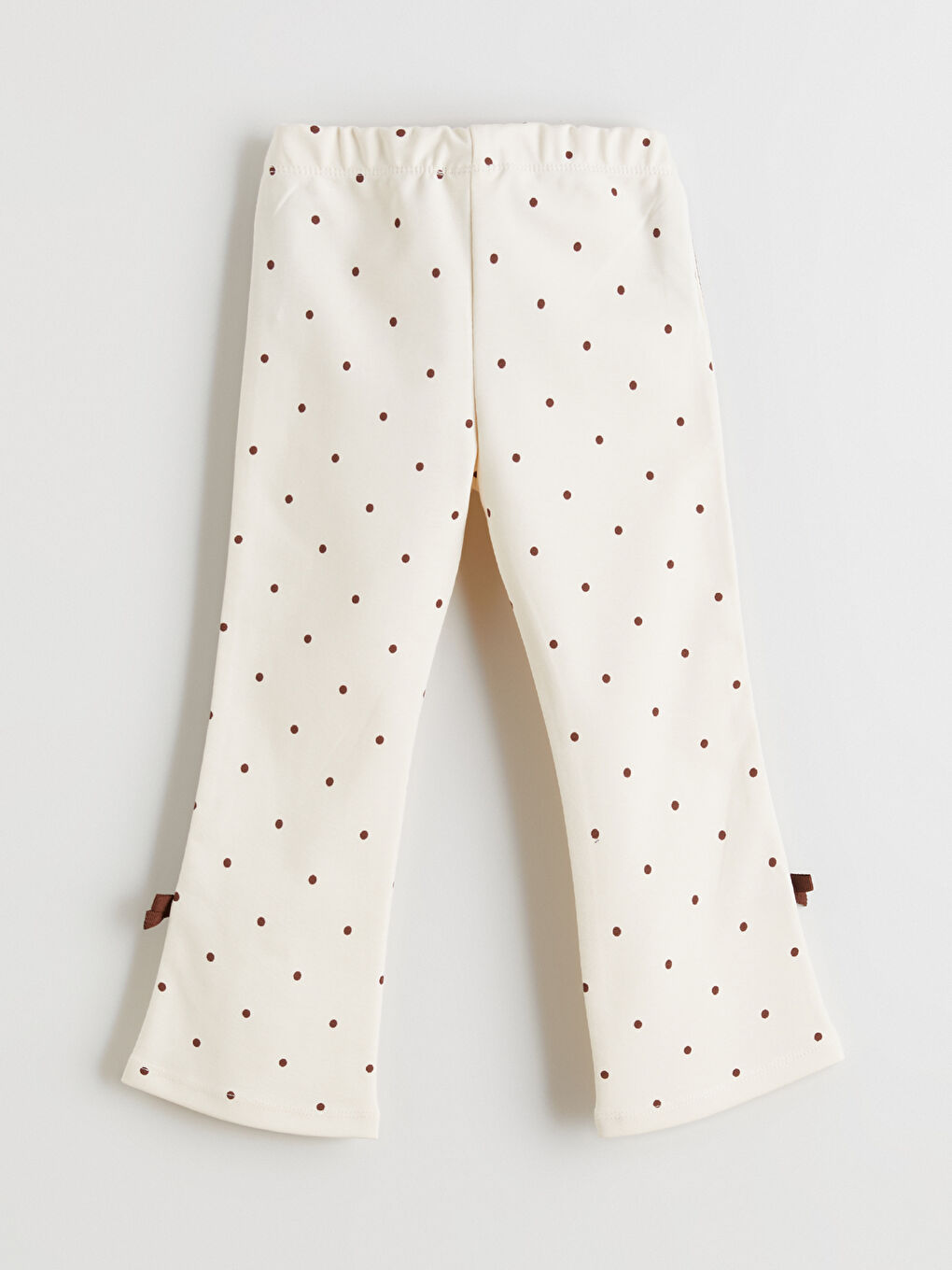 Ekru Fiyonk Detaylı İspanyol Paça Kız Çocuk Tayt-1