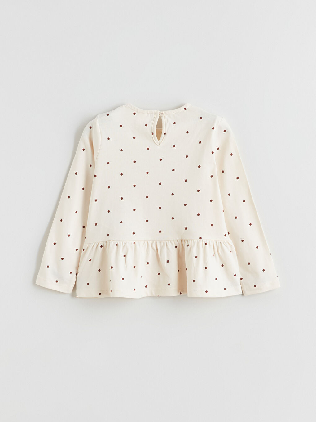 Ekru Bisiklet Yaka Fiyonk Detaylı Kız Çocuk Tişört-1