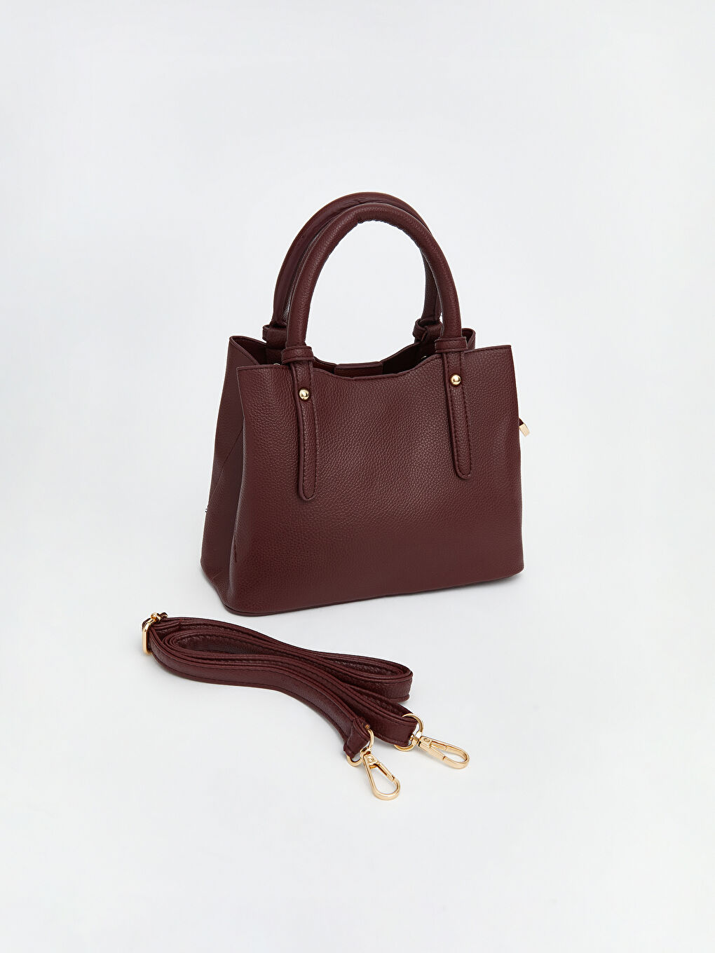 Bordo Deri Görünümlü Kadın Omuz Çantası-1