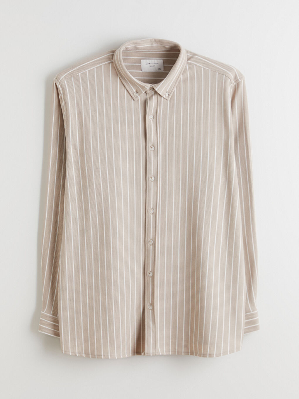 Plus Size Slim Fit Long Sleeve Striped Men’s Shirt