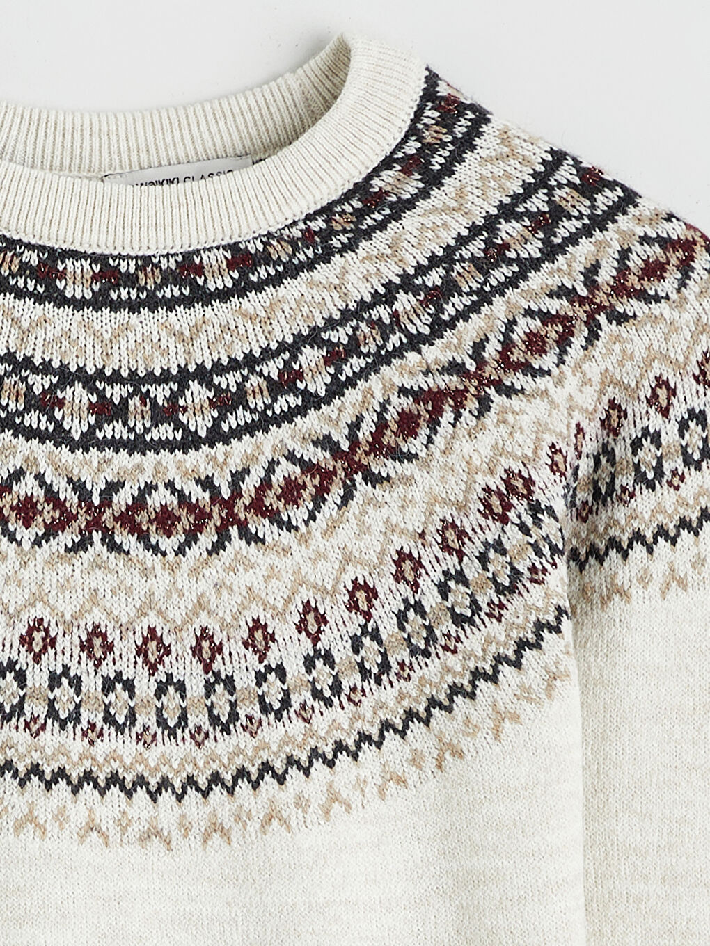 Crew Neck Patterned Women's Knitwear Sweater-5