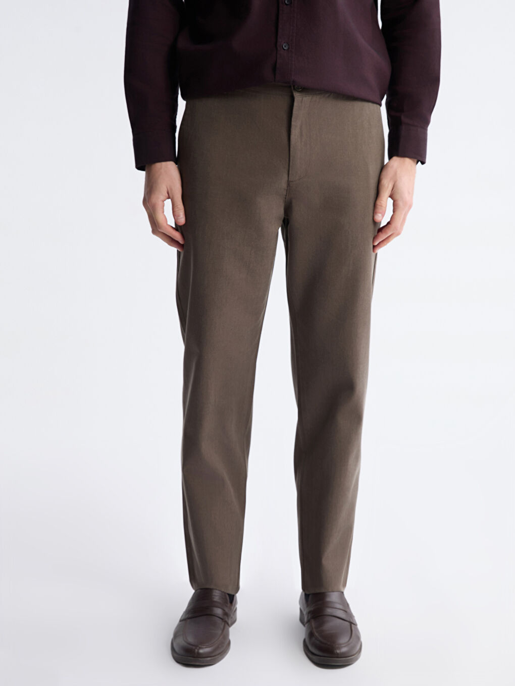 Kahverengi Standart Kalıp Erkek Pantolon-1