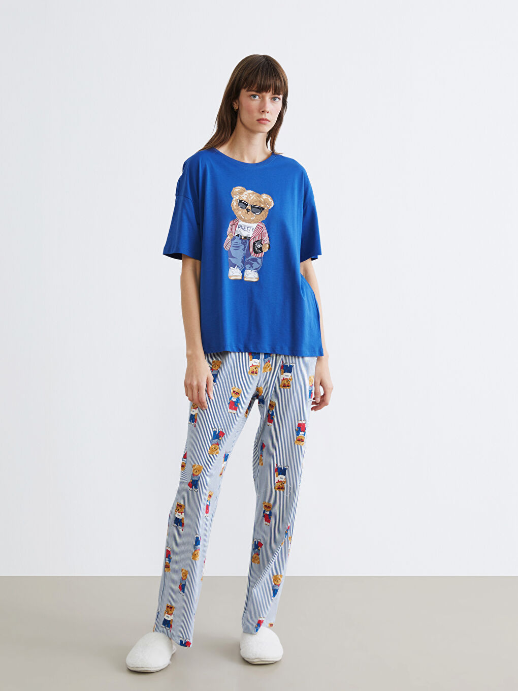 Әйелдер көк Пижама жинағы