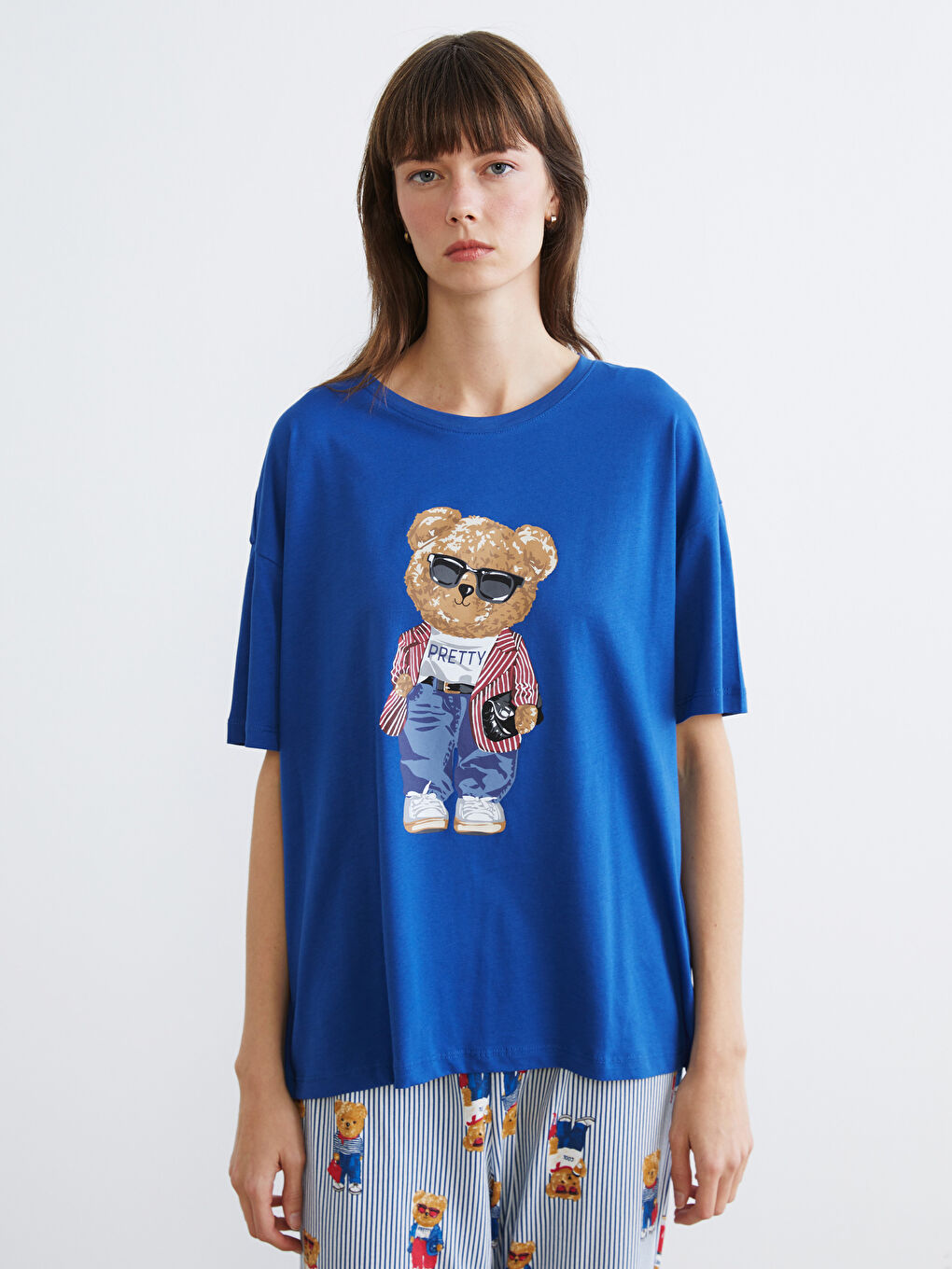 Әйелдер көк Пижама жинағы-1