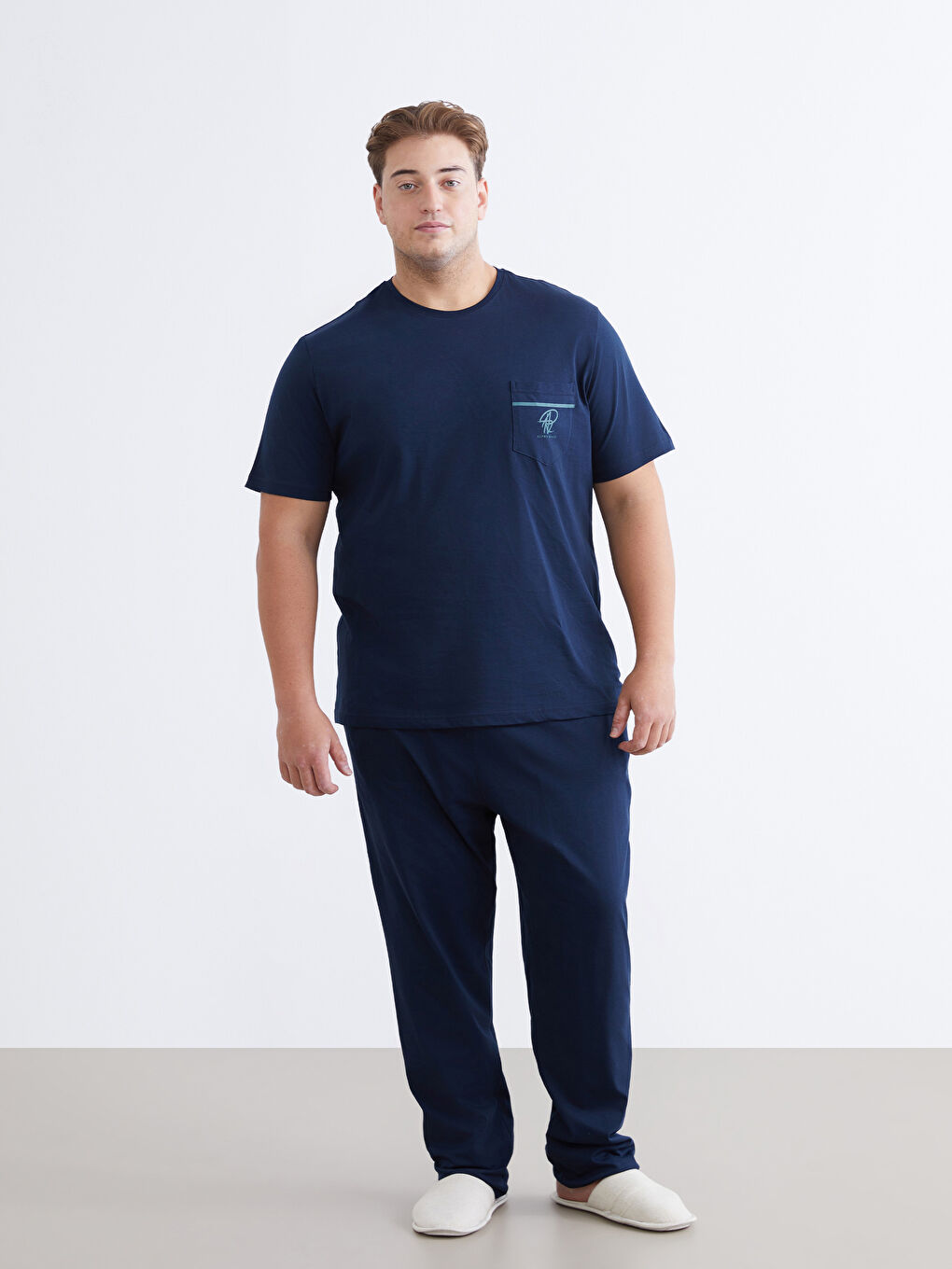 Lacivert Büyük Beden Standart Kalıp Erkek Pijama Takımı