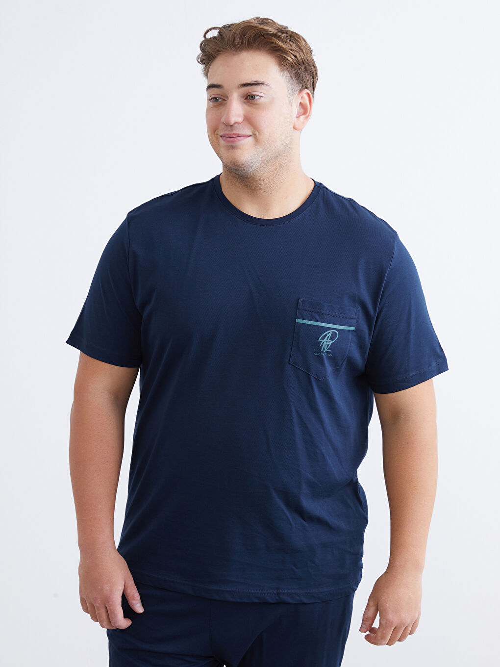 Lacivert Büyük Beden Standart Kalıp Erkek Pijama Takımı-1