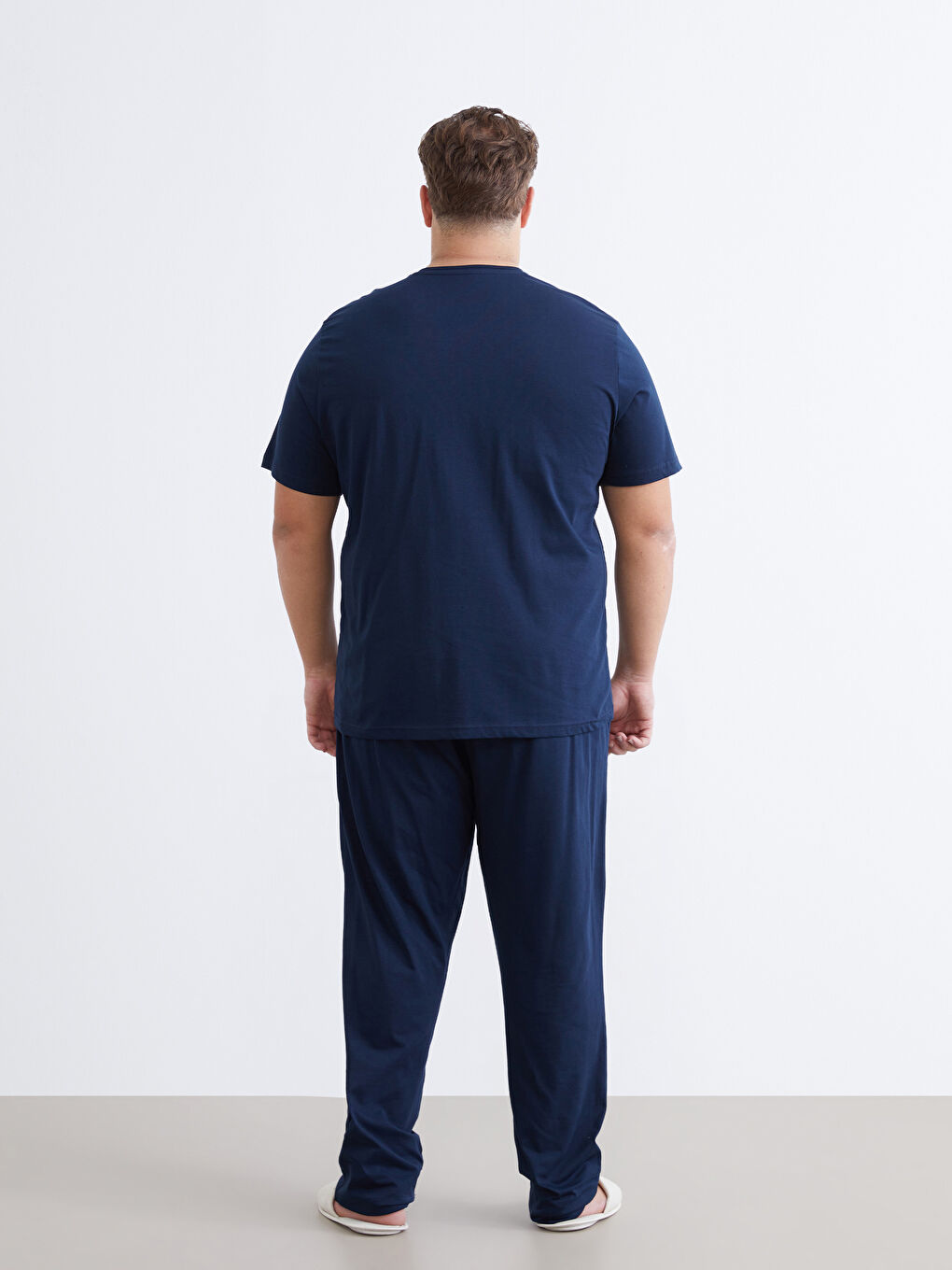 Lacivert Büyük Beden Standart Kalıp Erkek Pijama Takımı-3