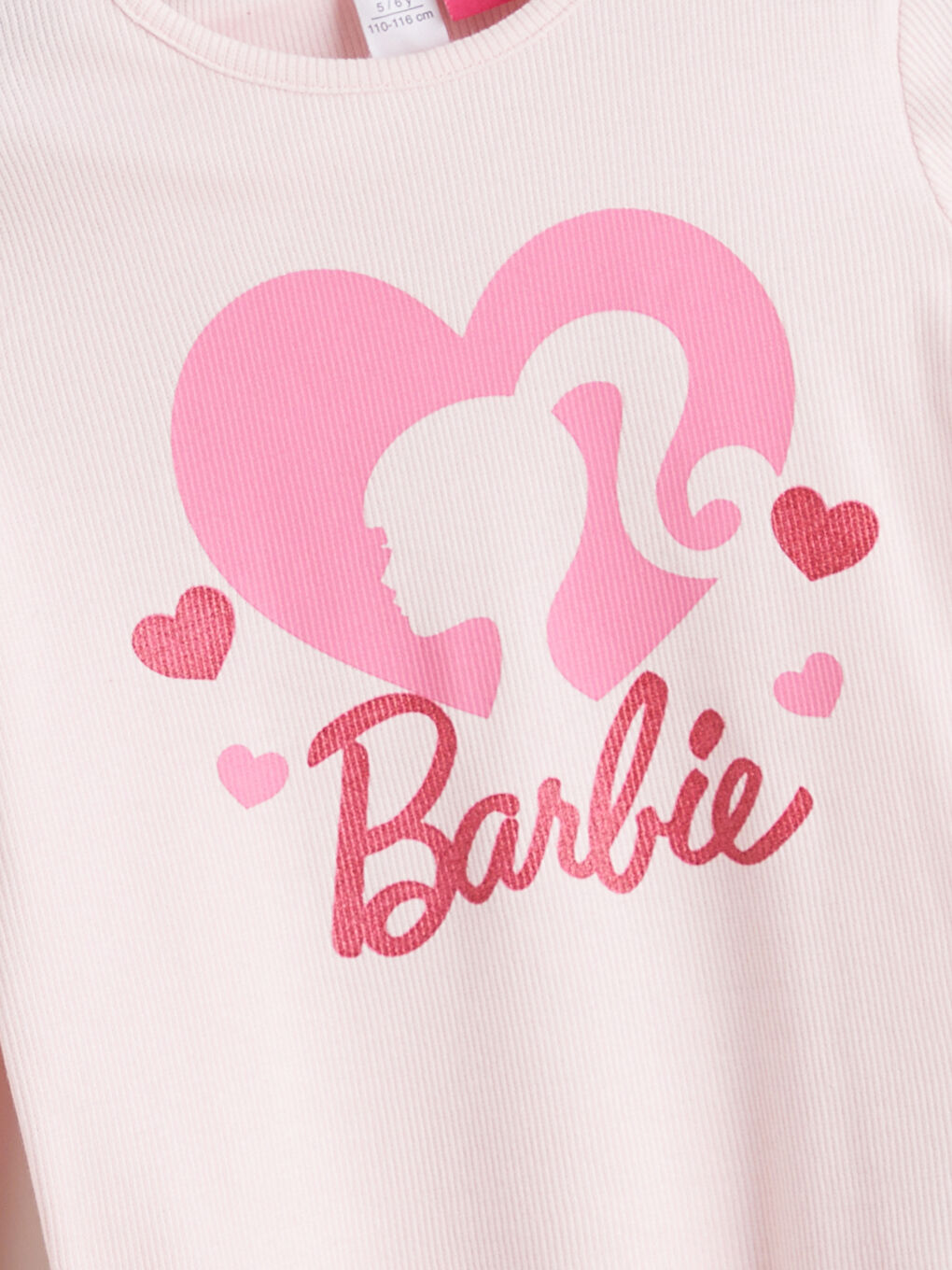 Pembe Barbie Lisanslı Uzun Kollu Kız Çocuk Tişört-1