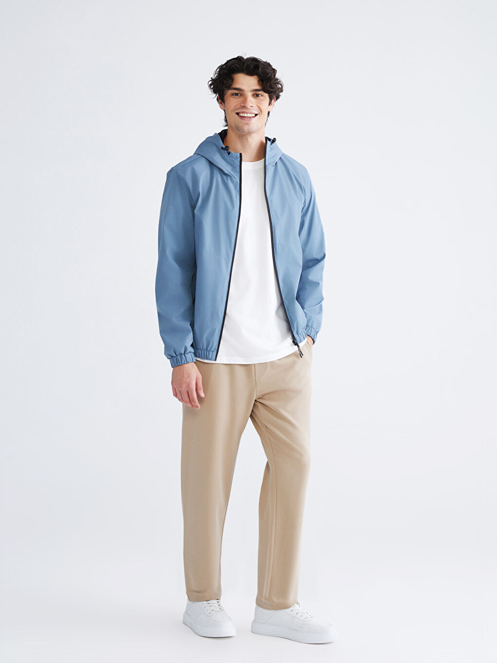 Bej Beli Lastikli Gabardin Erkek Pantolon