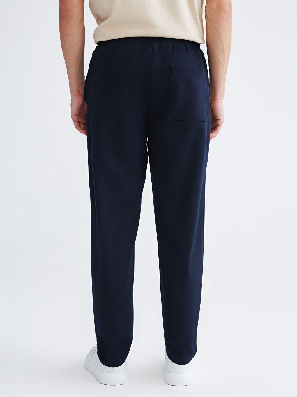 Lacivert Beli Lastikli Gabardin Erkek Pantolon-3