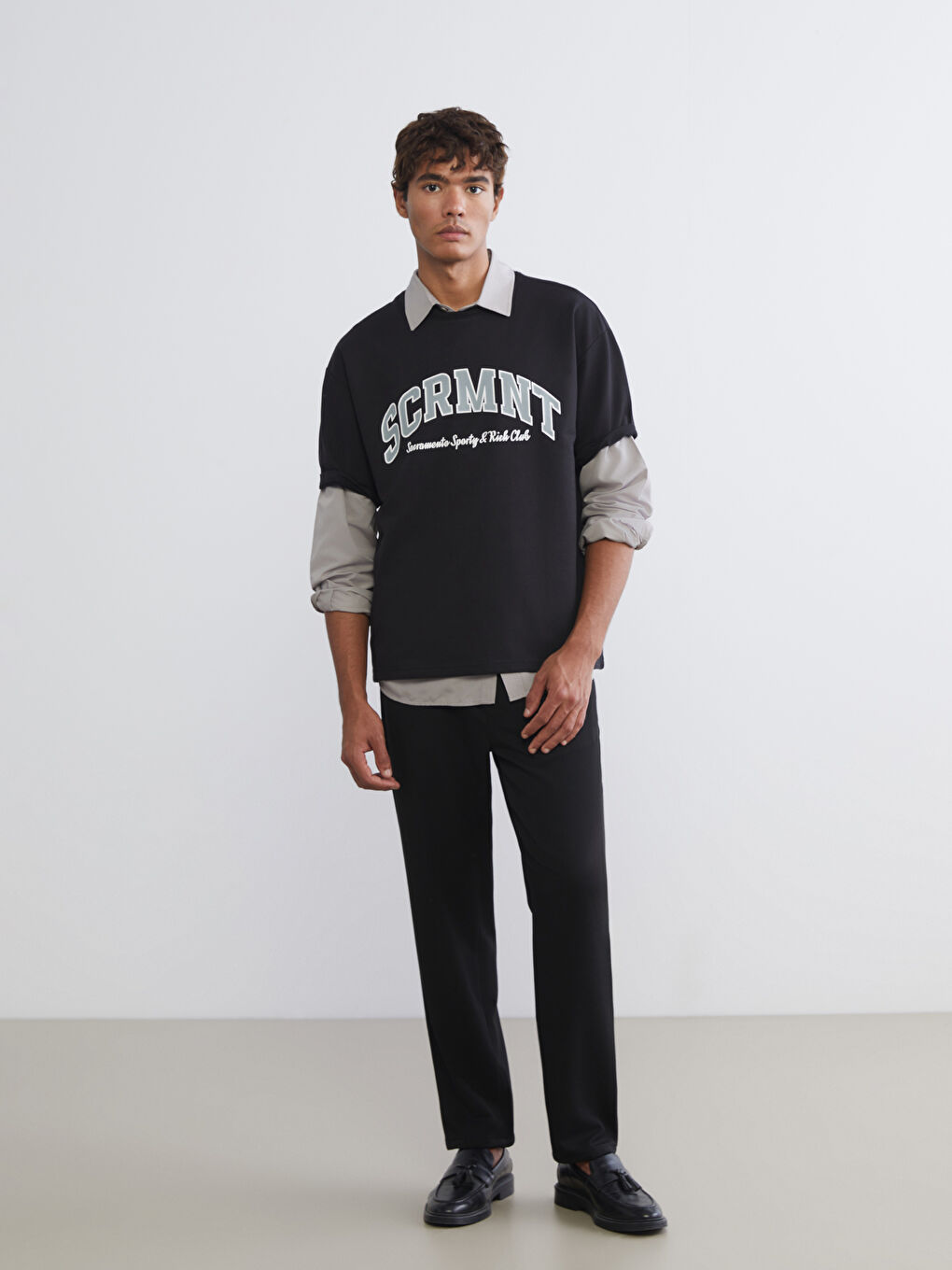 Siyah Beli Lastikli Gabardin Erkek Pantolon