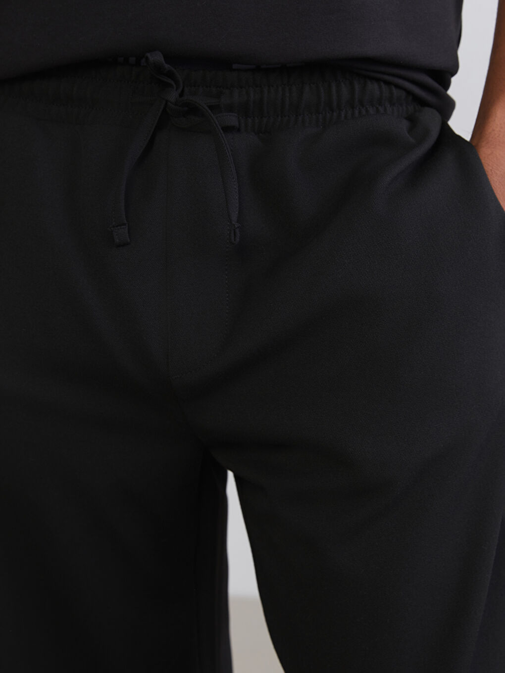 Siyah Beli Lastikli Gabardin Erkek Pantolon-2