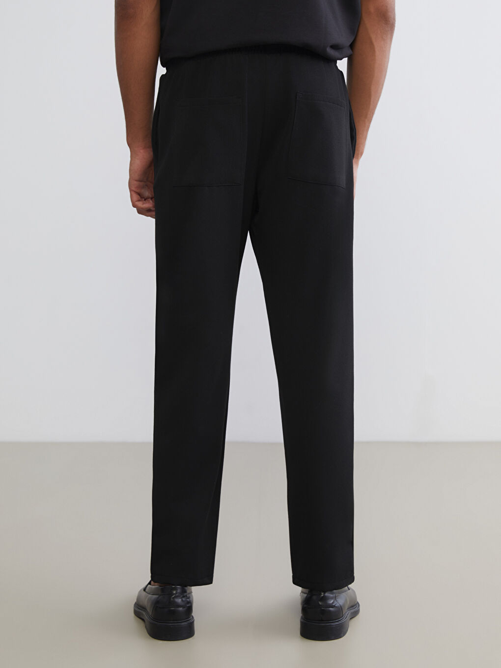 Siyah Beli Lastikli Gabardin Erkek Pantolon-3