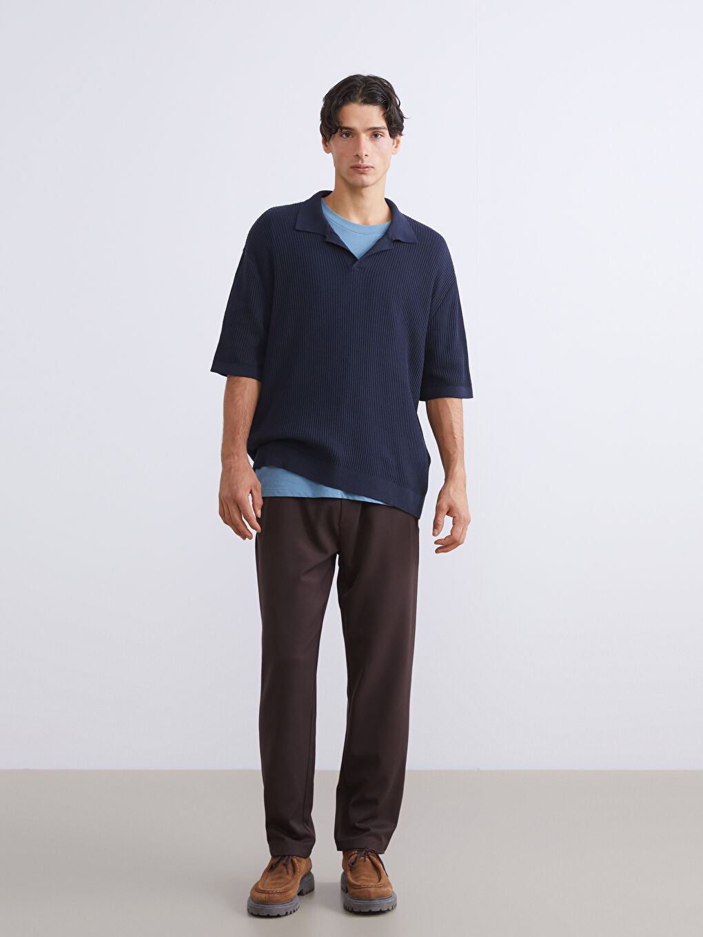 Kahverengi Beli Lastikli Gabardin Erkek Pantolon