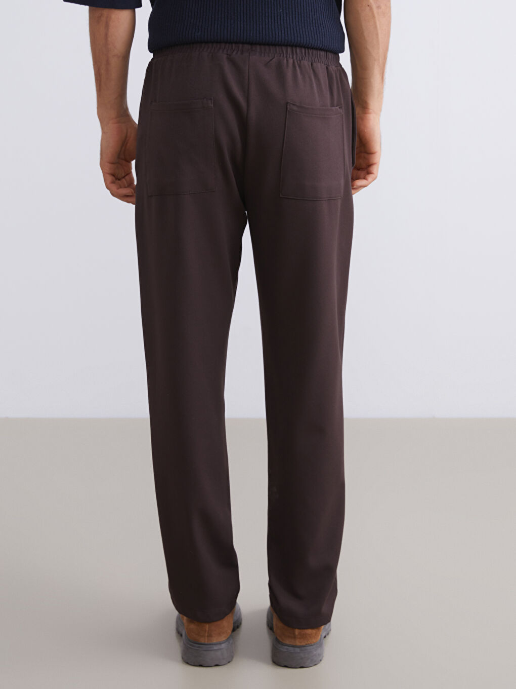 Kahverengi Beli Lastikli Gabardin Erkek Pantolon-3