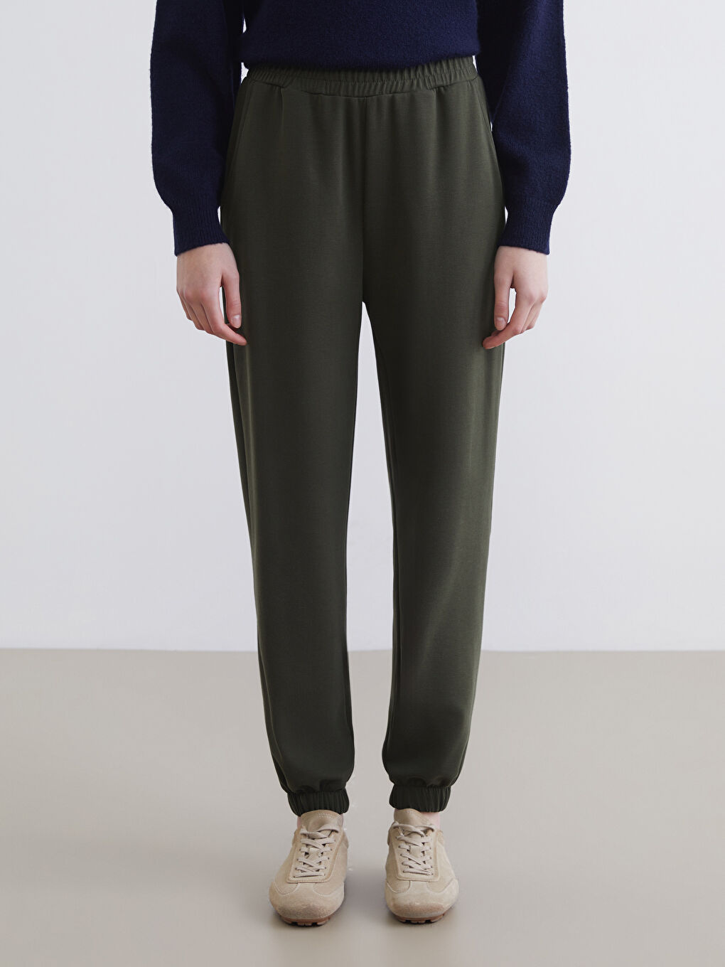 Серпімді белдік әйелдерге арналған джоггер спорттық шалбары-1