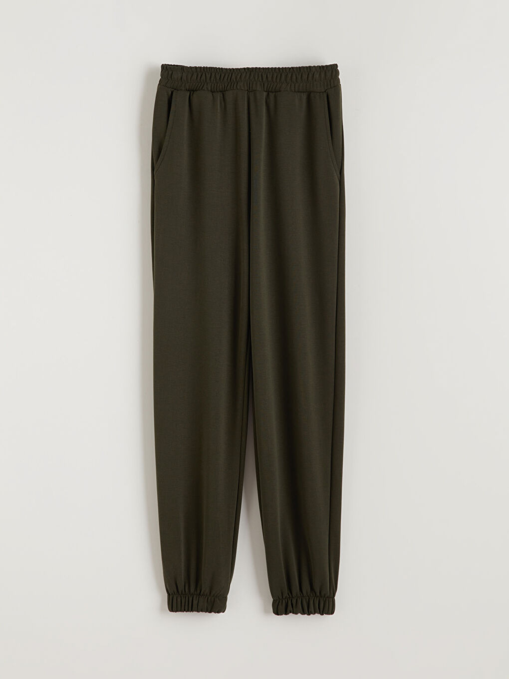 Haki Beli Lastikli Kadın Jogger Eşofman Altı-4