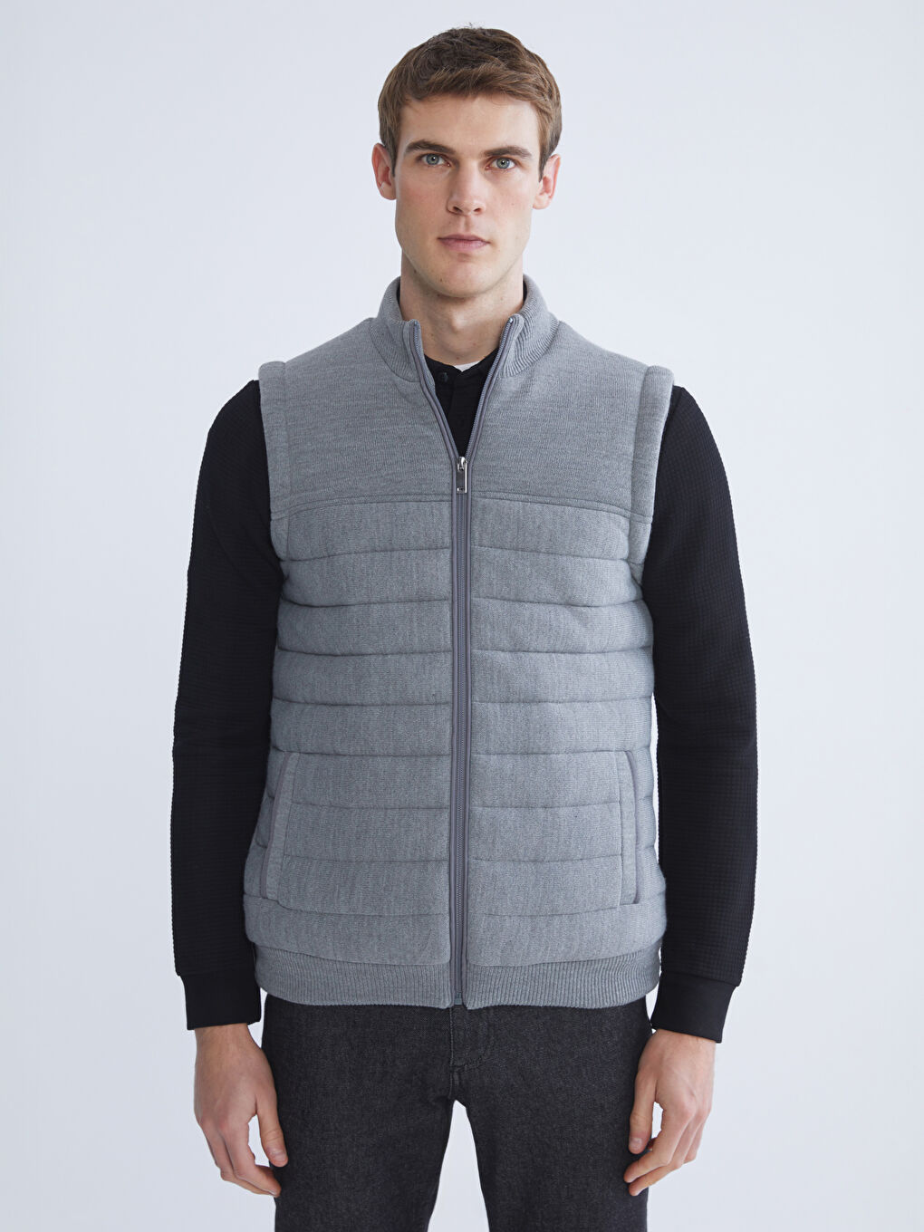 Regular Fit Funnel Neck Men's Knitwear Waistcoat