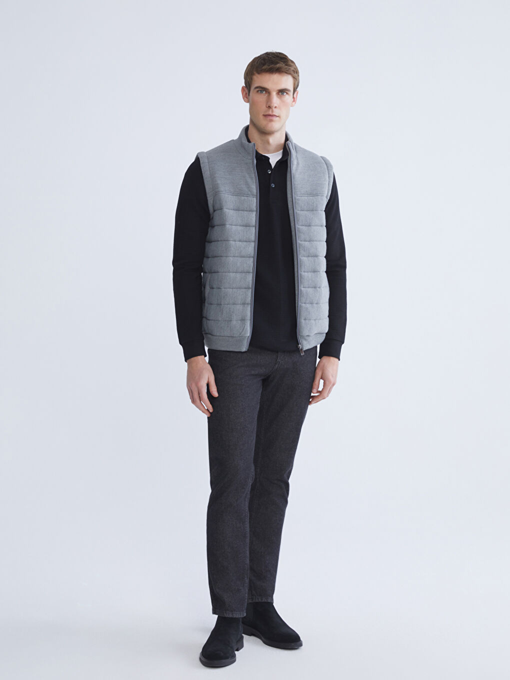 Regular Fit Funnel Neck Men's Knitwear Waistcoat-1