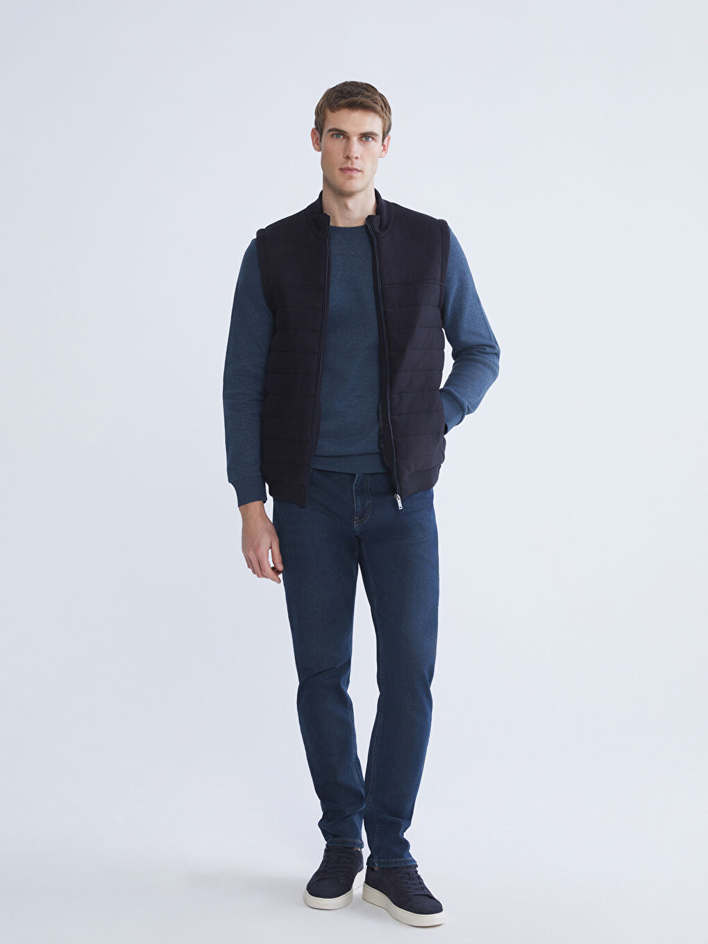 Regular Fit Funnel Neck Men's Knitwear Waistcoat-1