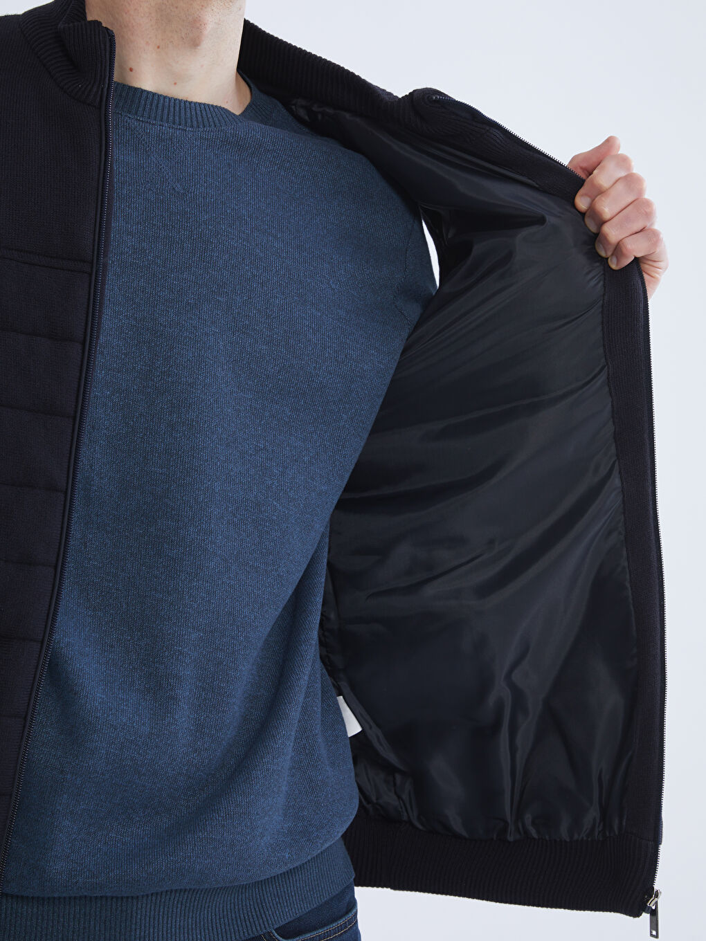 Regular Fit Funnel Neck Men's Knitwear Waistcoat-3