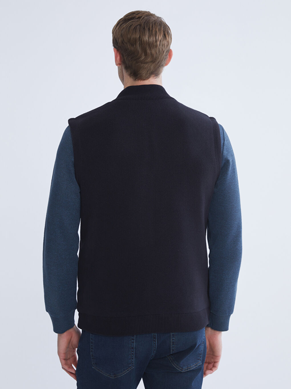 Regular Fit Funnel Neck Men's Knitwear Waistcoat-4