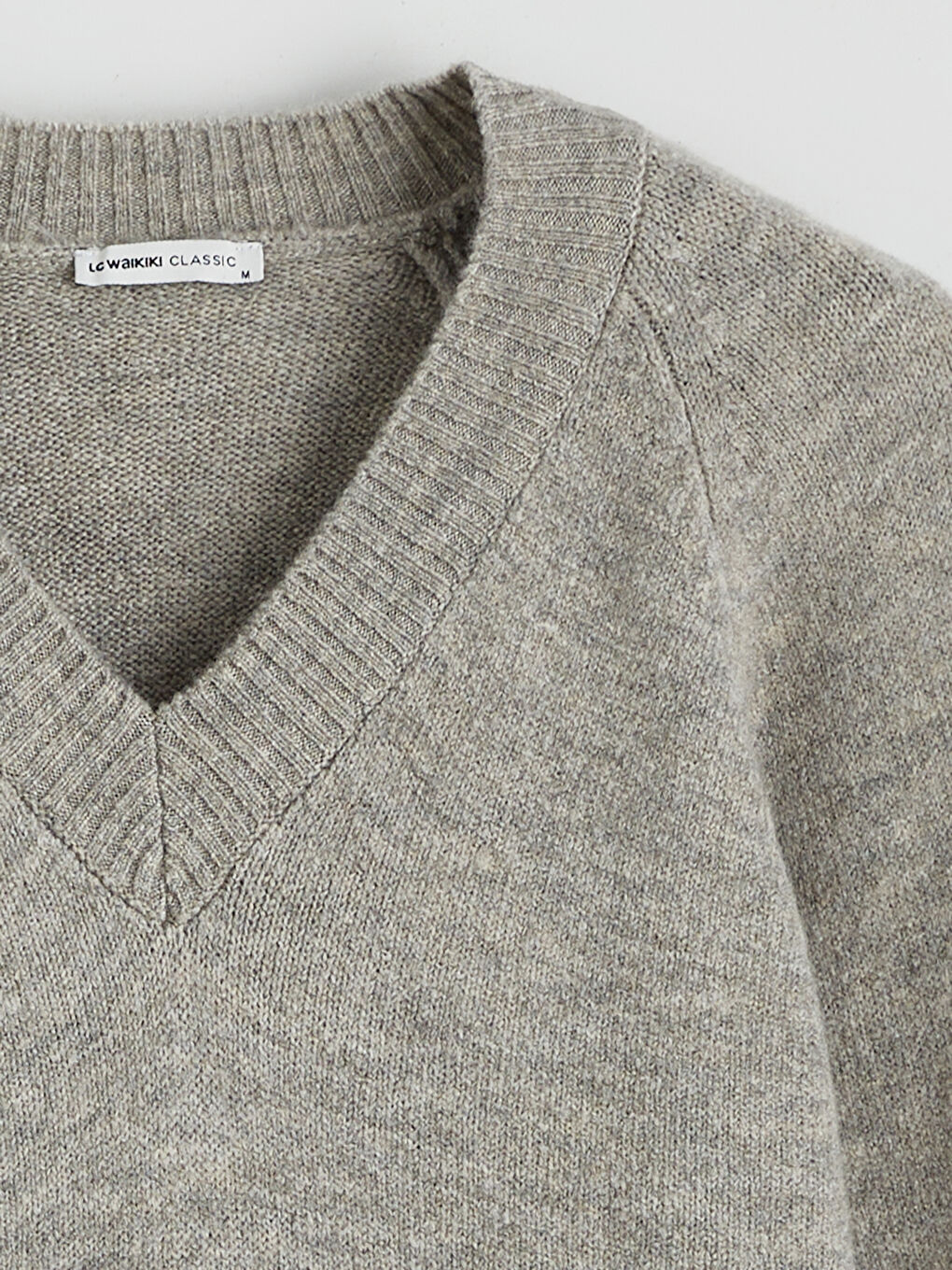 Bej V Yaka Kadın Triko Kazak-5