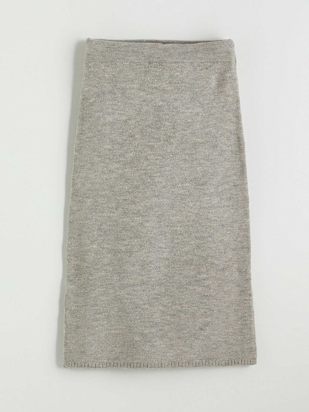 Bej Beli Lastikli Triko Etek-4