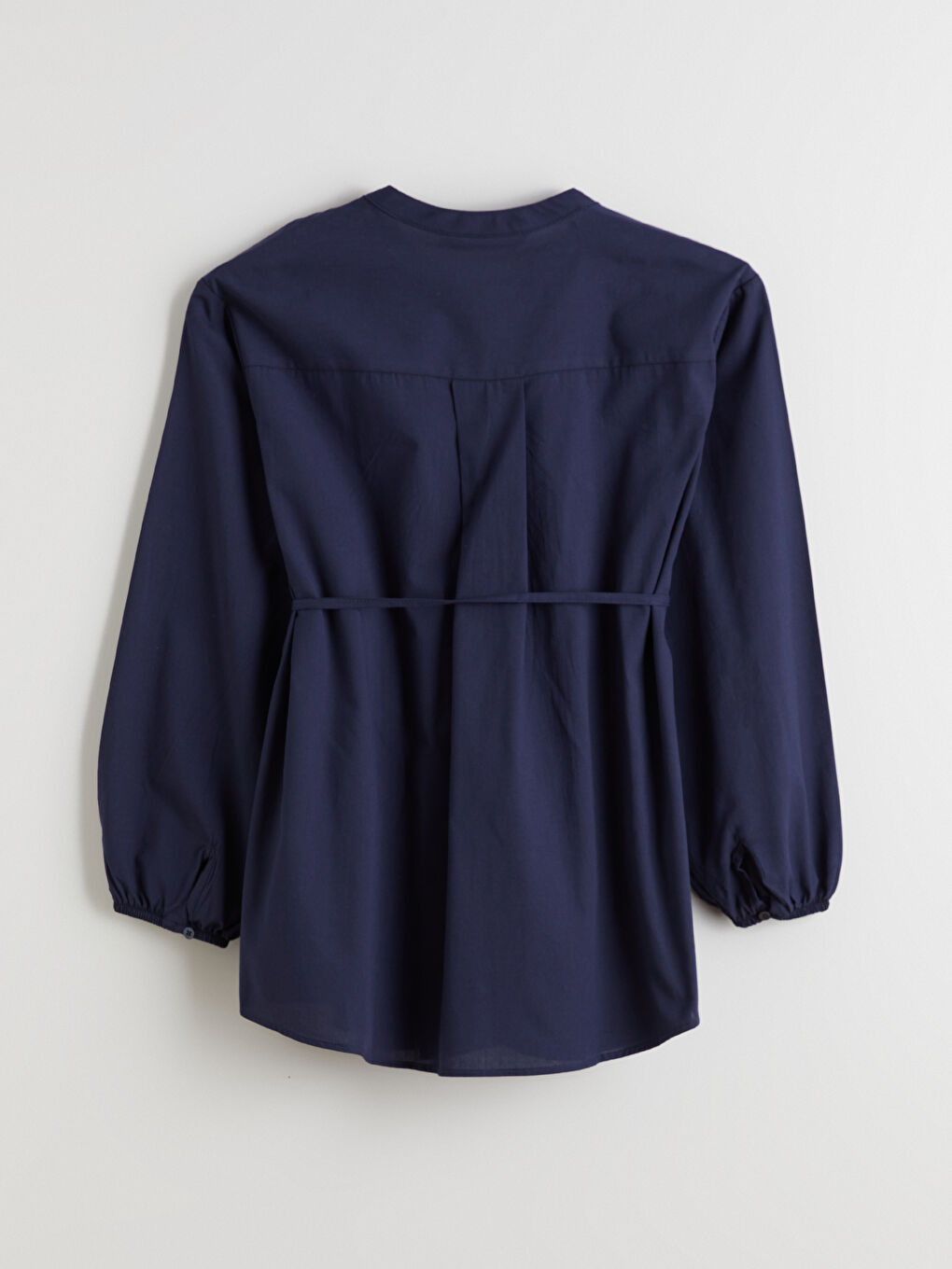 Lacivert Kaçık Yaka Kuşaklı Kadın Gömlek Tunik-5