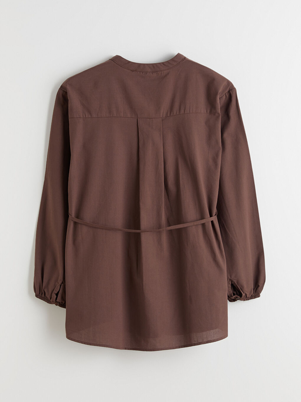 Kahverengi Kaçık Yaka Kuşaklı Kadın Gömlek Tunik-5