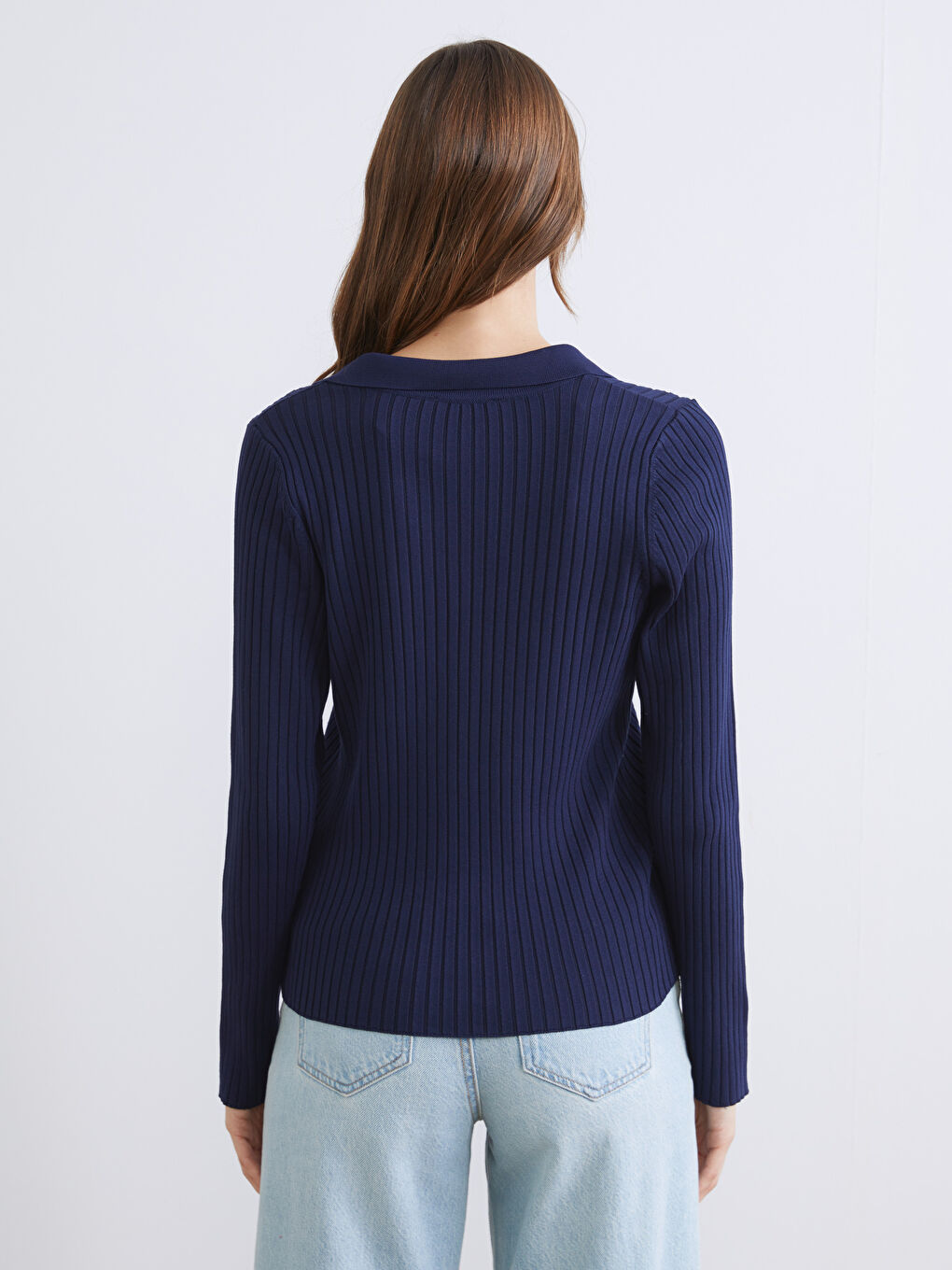 Polo Neck Women's Knitwear Cardigan-3