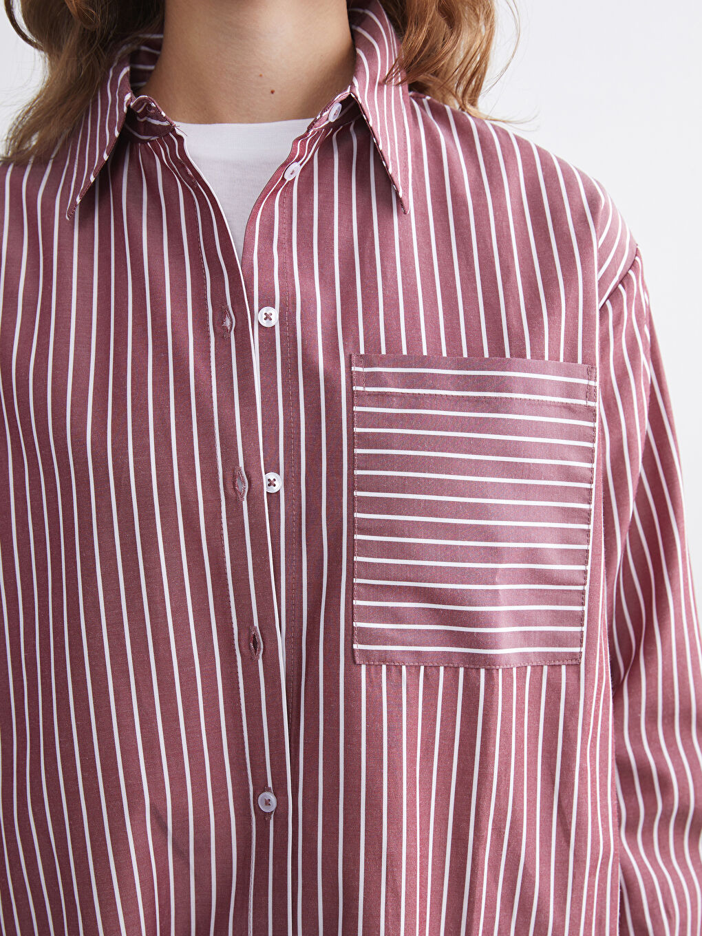 تونيك قميص بوبلين مخطط نسائي-2