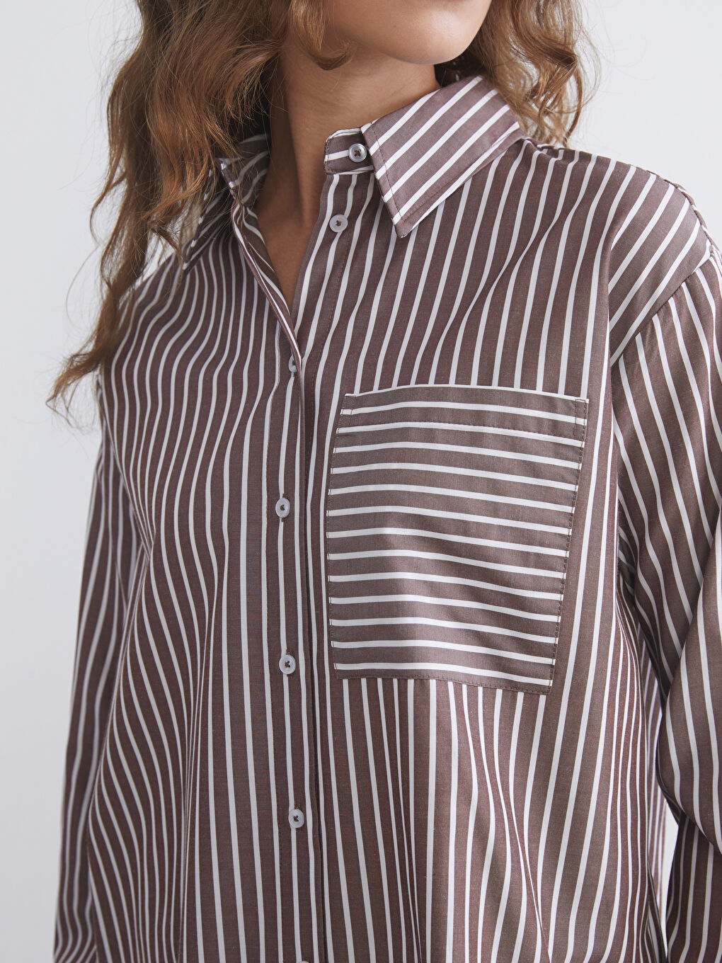 تونيك قميص بوبلين مخطط نسائي-2