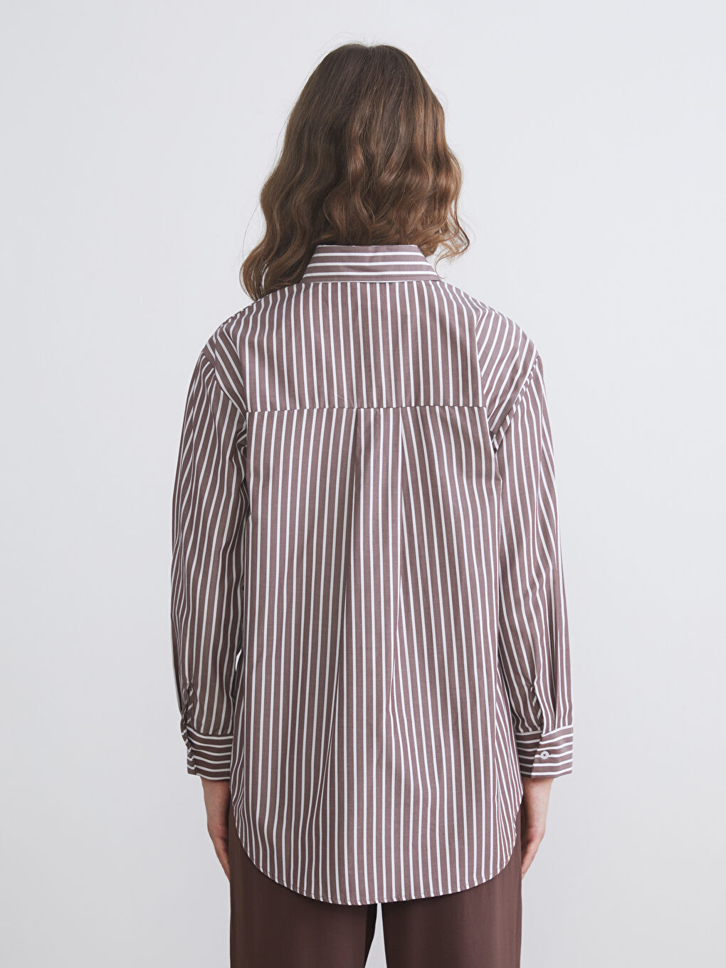 تونيك قميص بوبلين مخطط نسائي-3