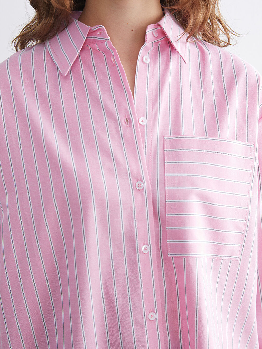 تونيك قميص بوبلين مخطط نسائي-2