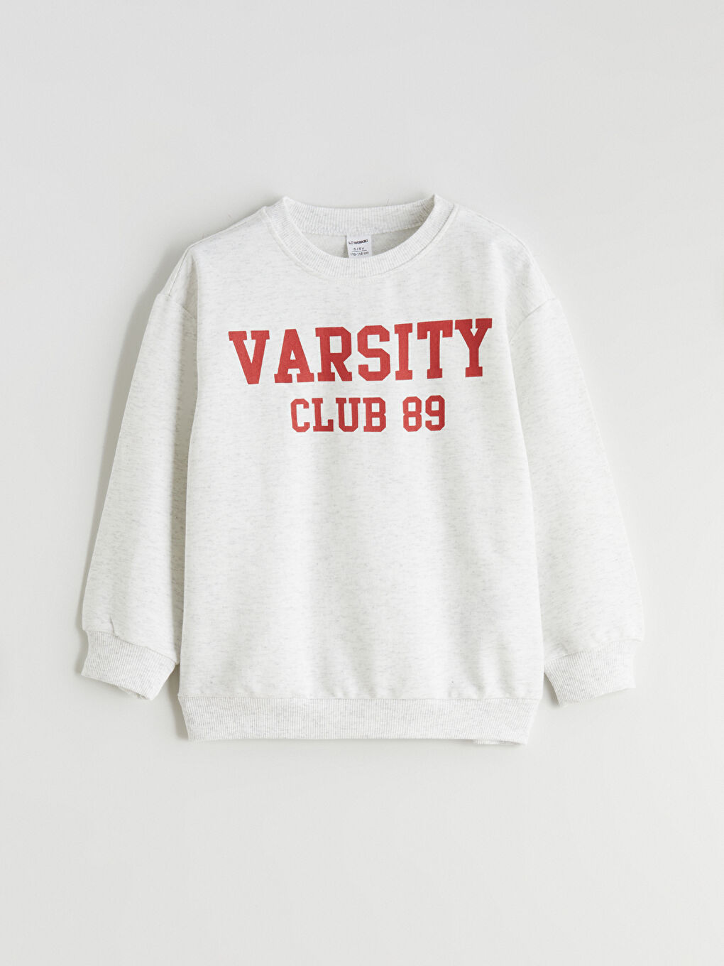 Beyaz Bisiklet Yaka Varsity Baskılı Erkek Çocuk Sweatshirt