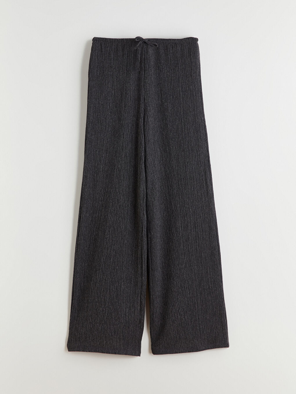 Elasticated Waist Textured Wide Leg Women's Trousers