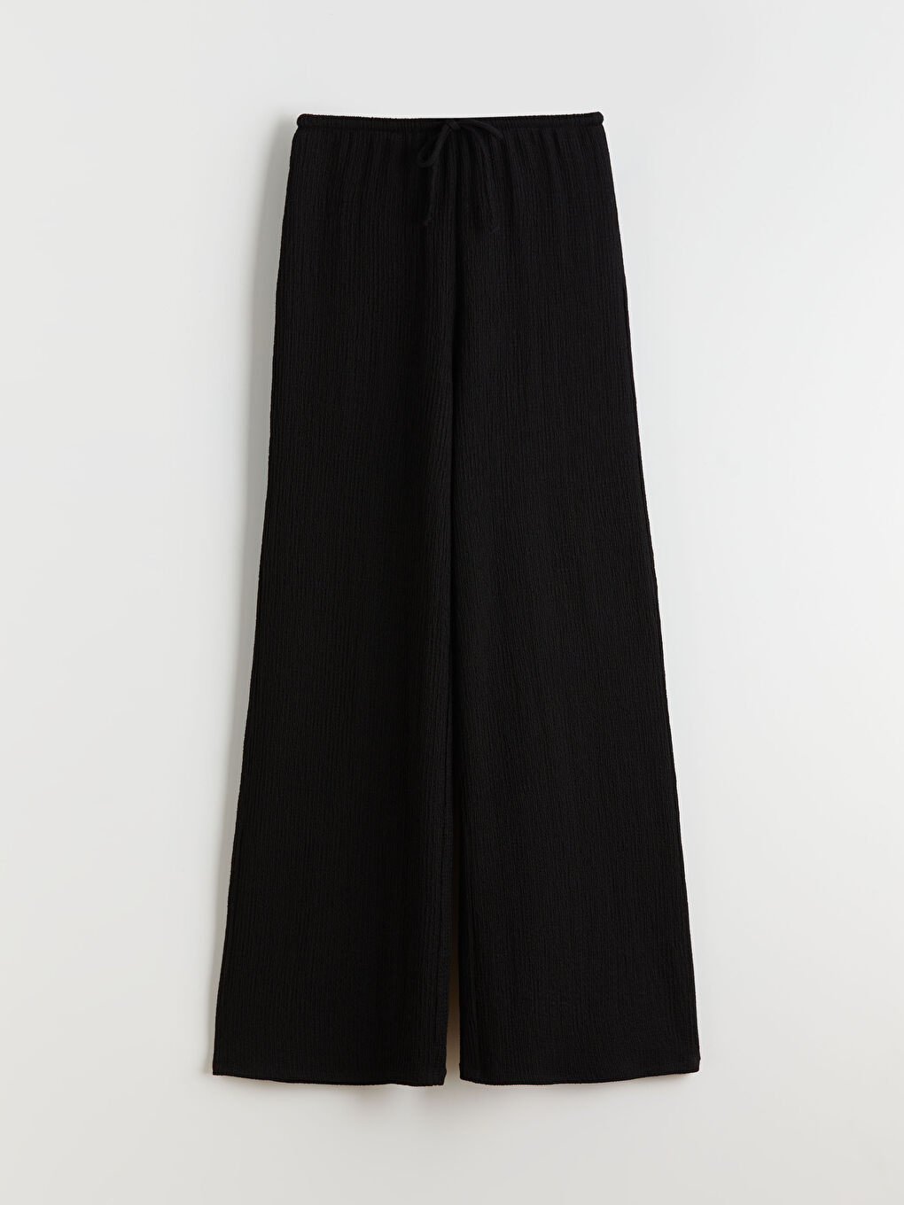 Elasticated Waist Textured Wide Leg Women's Trousers-4