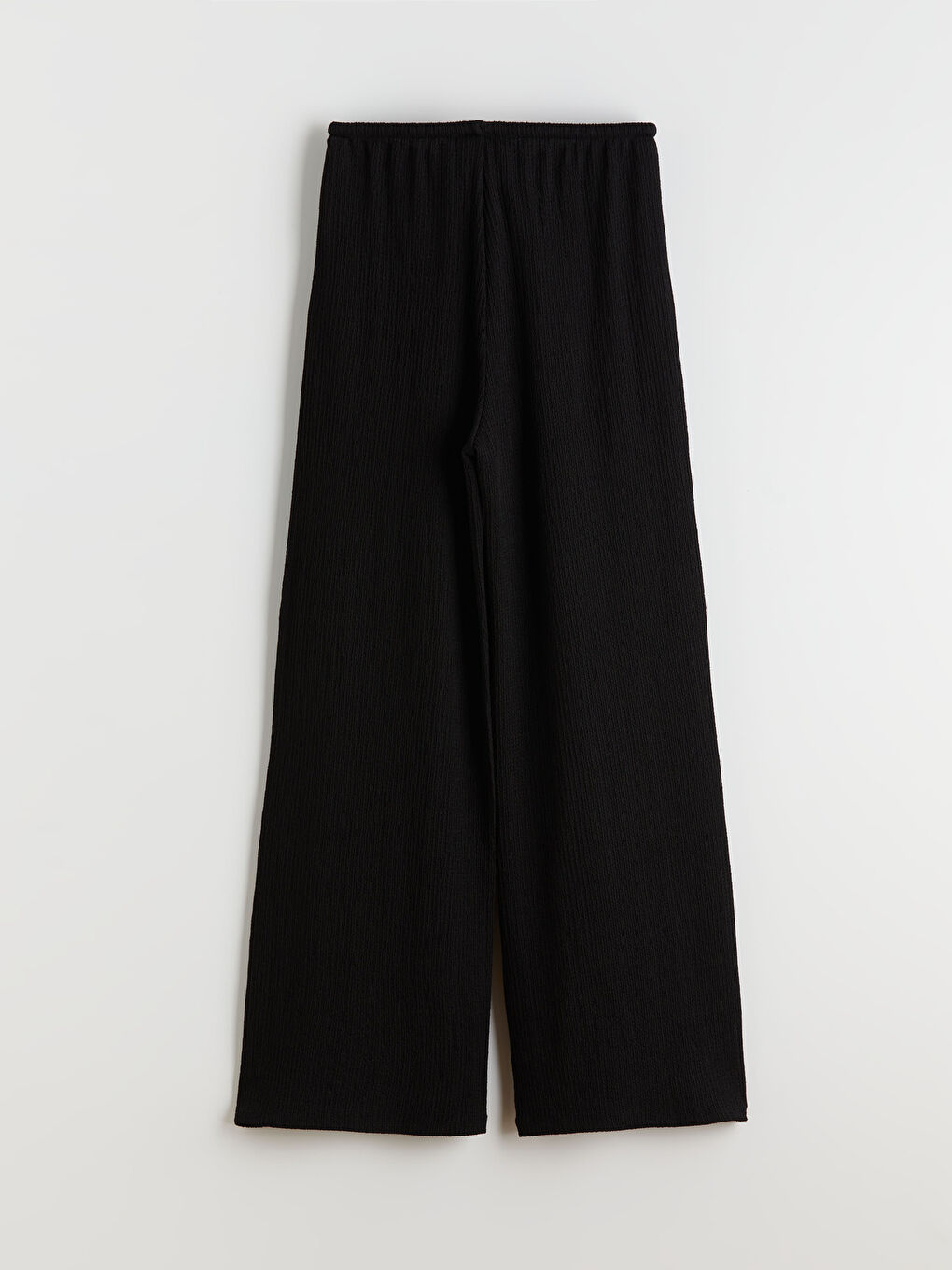 Elasticated Waist Textured Wide Leg Women's Trousers-5