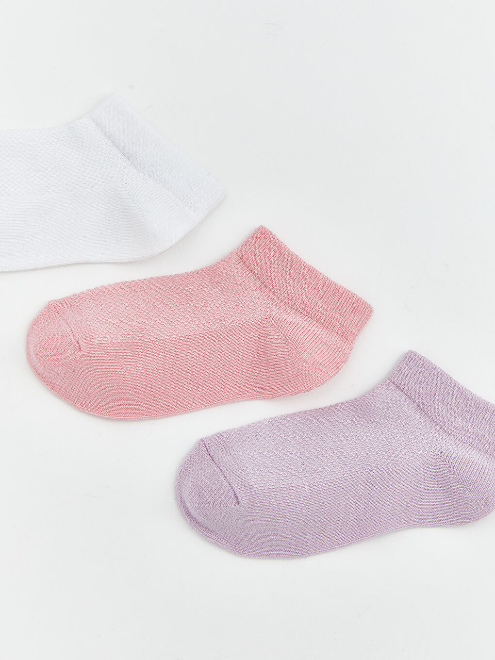 Beyaz Basic Kız Bebek Patik Çorap 3'lü-1