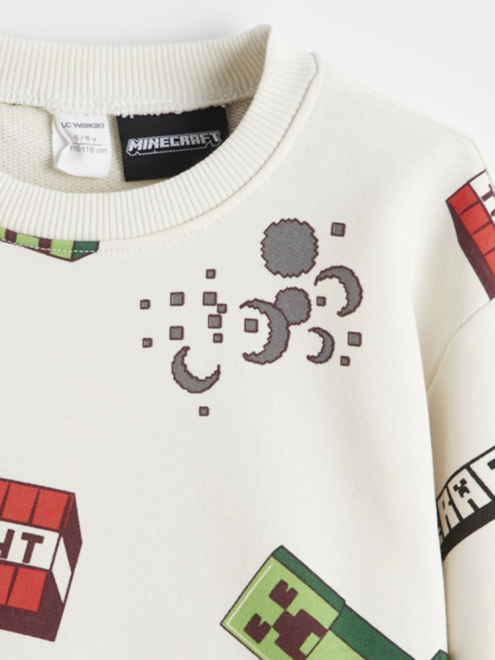 Ekru Minecraft Baskılı Erkek Çocuk Sweatshirt-1