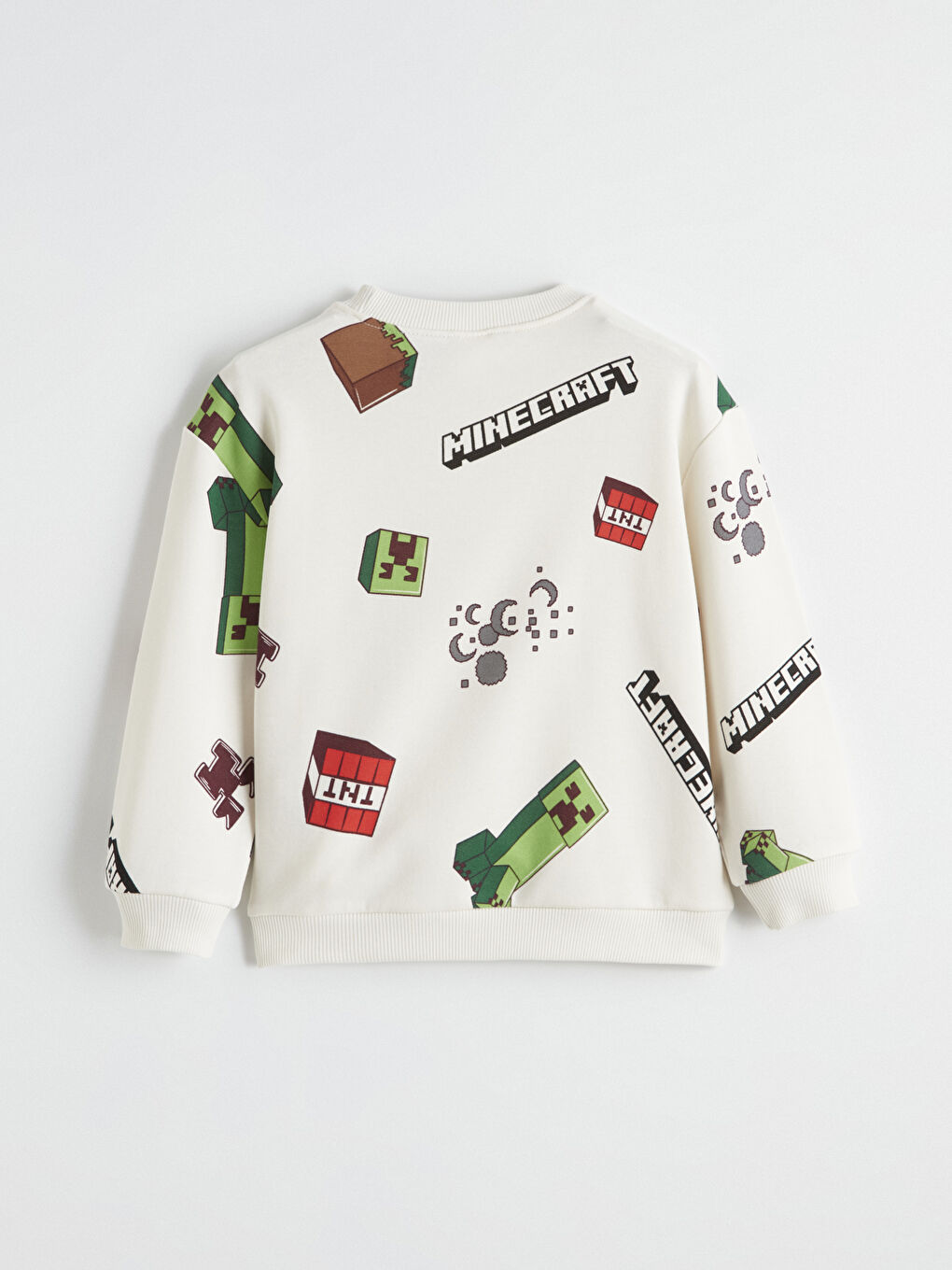 Ekru Minecraft Baskılı Erkek Çocuk Sweatshirt-2